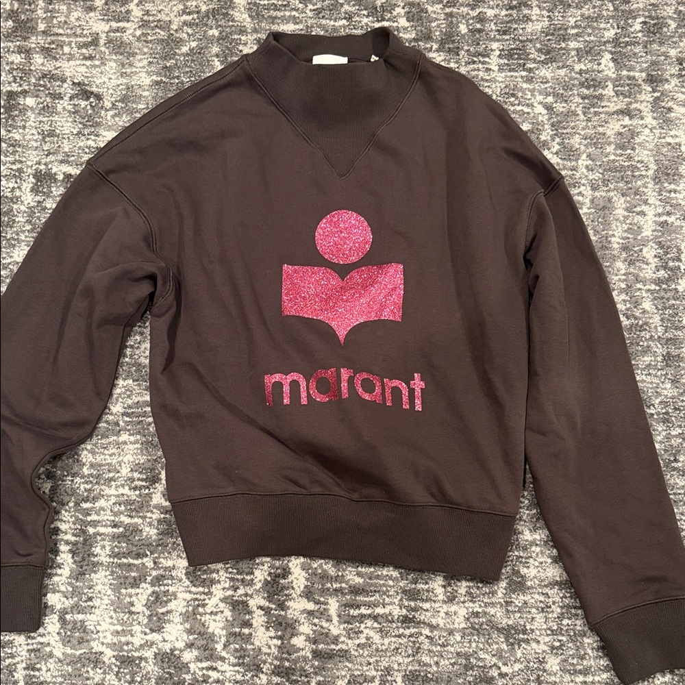 Isabel Marant Brown Sweatshirt with Pink Logo